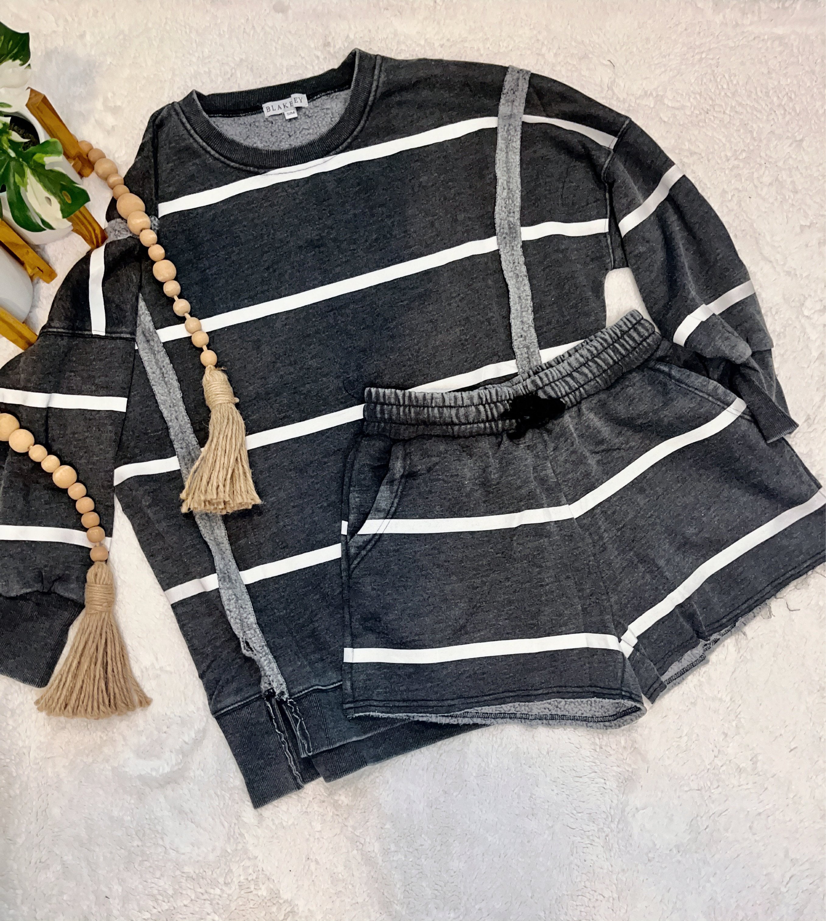 Striped Lounge Short Set